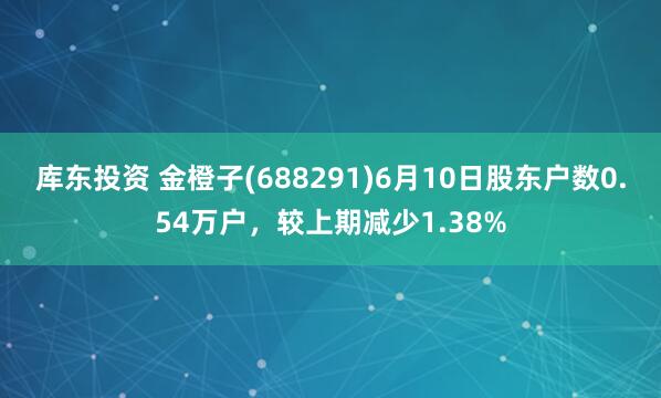 库东投资 金橙子(688291)6月10日股东户数0.54万户，较上期减少1.38%
